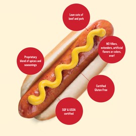 Berks Beef and Pork Grill Hot Dogs Value Pack, 8 per Pack (Pack of 6), Gluten-free