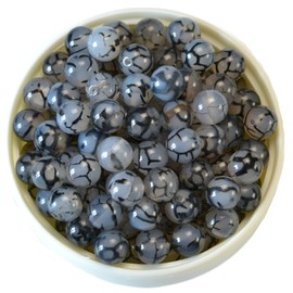 50 abalorio de ágata de vena de dragón blanco y negro natural, con piedras preciosas lisas y pulidas, redondas, para hacer joyas, tamaño de abalorio, 10 mm