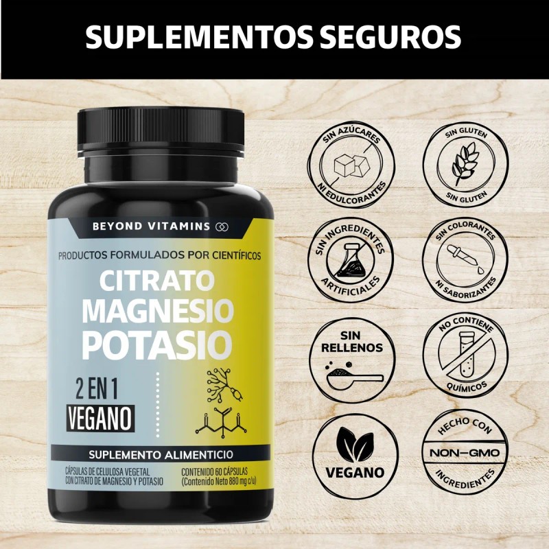 Citrato De Magnesio + Potasio 1500mg - 60 Cápsulas Sin