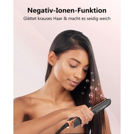 ANNLARY Glätteisen, Glätten und Locken 2 in 1, Professioneller Titanplatten Ionen Haarglätter für Weniger Kräuseln, Glänzenderes und Glatteres Haar, Doppelspannung Glätteisen