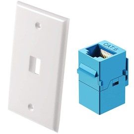 tunghey Ethernet Wall Plate 1 Port,Cat 6 Wall Plate Female-Female Compatible with Cat7/6/6e/5/5e Ethernet Devices (1Cat6)