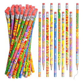 Rbenxia 48PCS 100th Days School Wooden Pencils with Erasers Assortment Colorful Pencils Awards Incentives Pencils Novelty Pencils Pencil Assortment for Classroom School Supplies Giveaways Party Favor