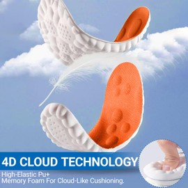 Cloud Soles for Men and Women,Steppers Massage Insoles for Men Women,Adjustable Size 4D Memory Foam,Enhanced Arch Support & Cushioned Comfort, Fits All Shoe Types