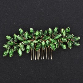 Teyglen Bride Rhinestone Wedding Hair Comb Green Crystal Hair Comb Bridal Headpiece for Wedding Hair Piece Shiny Side Comb Hair Accessories for Women Christmas Party