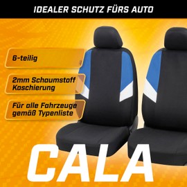 Walser Car Seat Cover Cala 2 Front Seat Covers, Universal Car Seat Covers Polyester, Car Seat Covers for Normal Seats, Car Seat Protector Black/Blue