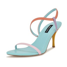Nine West Women's Carolyn Heeled Sandal, Pink/Orange/Lavender Multi 680, 8