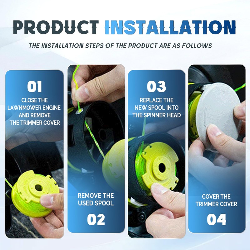 CHIHOLEN 4pcs Strimmer Spool Compatible with Ryobi One PLUS+ AC80RL3,