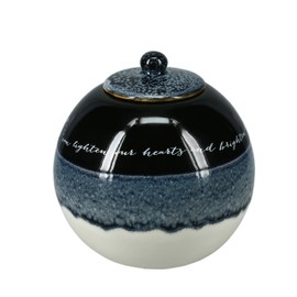 Pavilion Gift Company A Friend is Someone Whose Warm Loving Ways Can Lighten Our Hearts and Brighten Our Days 4.5 Inch Round Tealight Candle Holder with Unique Reflective Glaze, Blue
