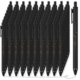 Dispowreath 100pcs Thank You Pens Bulk Cute Multicolor Ballpoint Pen for Men Women Server Accessories Employee Holiday Appreciation Gifts for Teacher Office Back to School Party Favor (Black)
