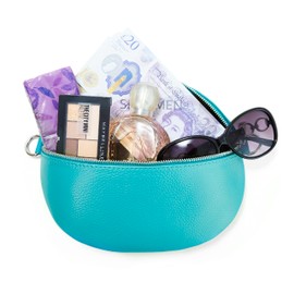 Woodland Leathers Genuine Italian Leather Shoulder Bag & Crossbody Bags For Women With 2 Straps, Leather Women's Cross-body Bags Chest Bag Shoulder Bag Bumbags (Turquoise one Strap)