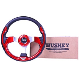 12.5" Red Golf Cart Steering Wheel W/Black Hub Adapter for EZGO TXT/RXV/Valor