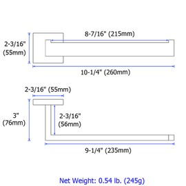 Bathroom Towel Holder 10.24", Angle Simple SUS304 Stainless Steel Hand Towel Rack, Open Arm Kitchen Towel Bar Wall Mount, Polished Chrome