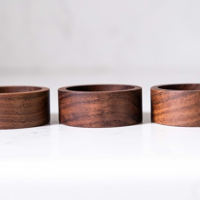 Walnut Wood Ring Tray, Mini Round Hardwood Holder, Micro Jewelry