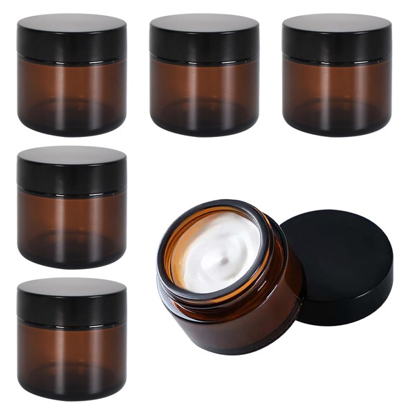 Amber Glass Empty Jars Pack of 6 Cream Jars 30