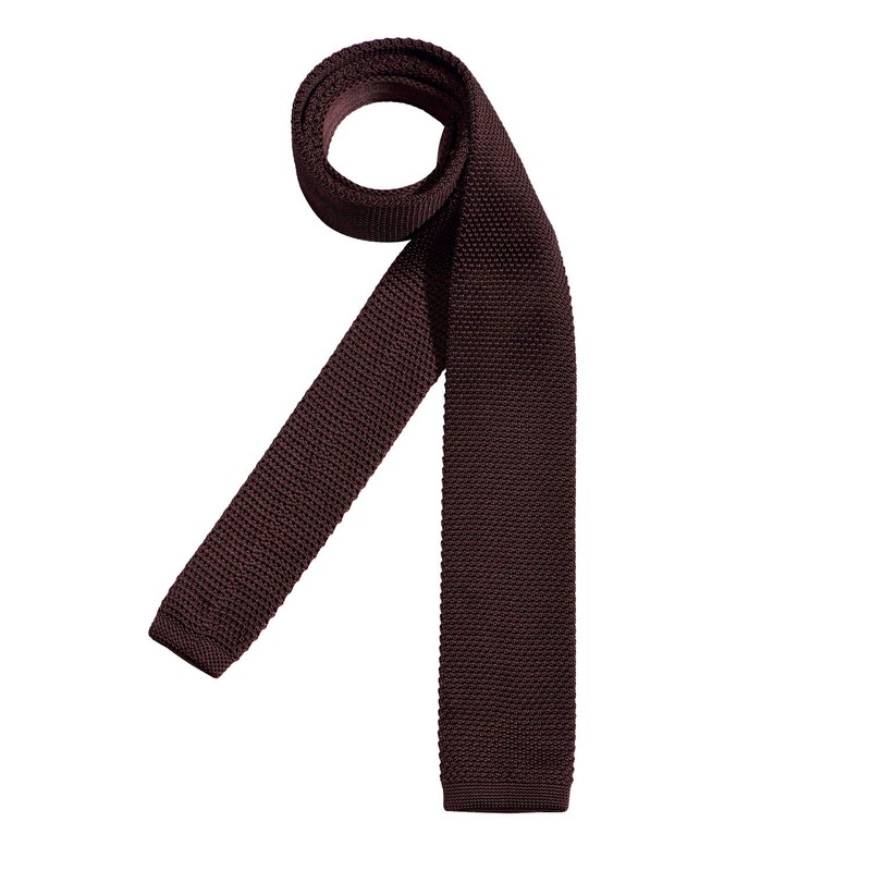 DonDon Men's Knit Tie handmade Dark Brown