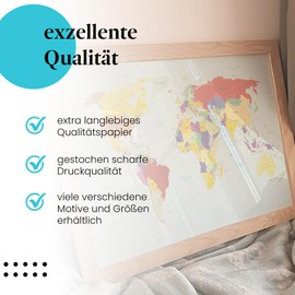 Postereck - 0672 - High Quality World Map Poster | in Russian Writing World Map Wall for Hanging | Classroom School World Map Wall | Map World XXL | Poster - 3:2-30.0 cm x 20.0 cm