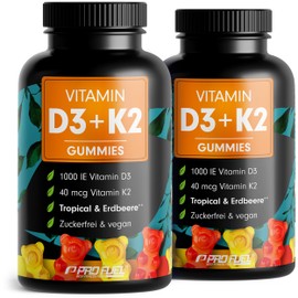 Vitamin D3 + K2 Gummies 120x with 1000 IU Vitamin D3 + 40 mcg Vitamin K2 - Optimal High Dose - 100% Sugar-Free and Vegan - Laboratory Tested with Certificate - Supply for 4 Months
