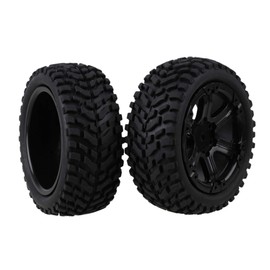 Mxfans 4 Pieces in Black Plum Blossom Pattern Rubber Tire & Black Plastic 6 Spokes Wheel Rims RC 1: 10 onro-dore-singuka- For