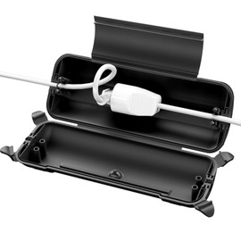 Outdoor IP44 Waterproof Safe Box, Weather-Resistant Big Protective Box for Extension Cables, Holiday Decorations, Power Tool, Black