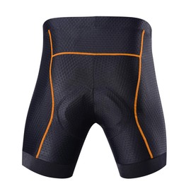 Souke Sports Men's Cycling Underwear Shorts 4D Padded Bike Bicycle MTB Liner Shorts with Anti-Slip Leg Grips (Orange, Small)