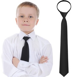 PLABBDPL Black Children's Tie with Zip - Ideal Equipment for Wedding, Graduation & Show - Adjustable & Uniform Pre-tie - Plain & Stylish for Little Boys - 1 Piece, black