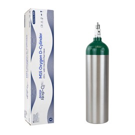 Dynarex Resp-O2 M15 Oxygen D-Cylinder with CGA 870 Post Valve – 2.9L Jumbo Size Oxygen Cylinder - Lightweight Aluminum Portable Tank with 440L Oxygen Capacity