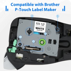 Exsun 4 Pack Compatible 9 mm Label Tape for Brother TZe-221 TZe221 TZ-221 TZ Tape for PT-H105 PT-H107B PT-H100LB 1000 PT-D210VP D600VP D400 PT-E100 P700 PT-H100R PTP7 500W 50W White