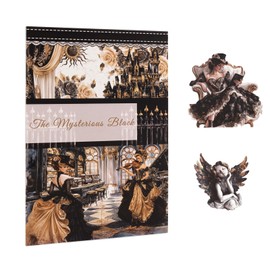 Lychii Scrapbook Stickers, 223pcs Pre-Cut Black Gold Journal Book Stickers, Gorgeous Medieval Style Booklet Decals for Adults, Vintage Card Making Supplies for Crafting, Planner and Collage