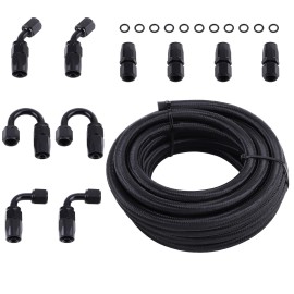 maXpeedingrods 6AN 20FT Stainless Steel Fuel Hose Line Fitting Kit & 10 Pcs Swivel Hose End