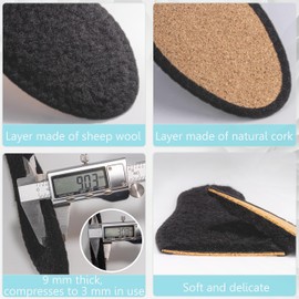 2 Pairs of Thermal Insoles for Men, Women and Children, Lambskin Sole for Winter, Shoe Insoles Made of Natural Wool and Cork, Heat Insoles Shoes, Black, Perfect Lambskin Insoles, Size 25