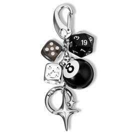 Shimmeroo 8 Ball Dice Keychain Charms,y2k Bag Charm for Handbags Cool Purse Charms Car Key Chain Accessories Charm for Men Women Christmas Gifts