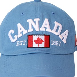 WITHMOONS Baseball Cap Canada Maple Leaf Flag Embroidery Dad Hat LX1382 (SkyBlue)