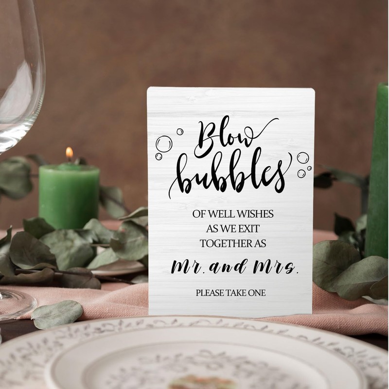 Blow Bubbles Wedding Sign, Mr. and Mrs. Newlyweds Blow Bubbles