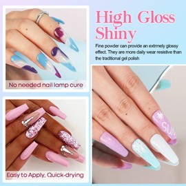 AZUREBEAUTY 31 Pcs Dip Powder Nail Kit Starter Set, 20 Colors Pastel Spring Summer Dipping Powder Set, Pink Blue Purple Dip Powder Liquid Set with Base/Top Coat for Beginners Women French Nails Art Manicure DIY Salon