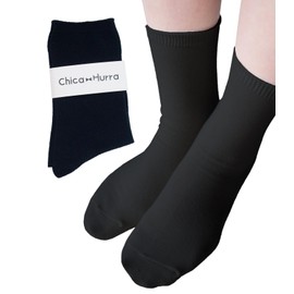 Chica Hurra Women's Socks, 9.1 - 9.8 inches (23 - 25 cm), Same Color, 2 Pair Set, Made in Japan, Black