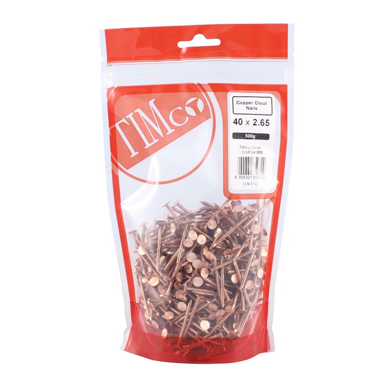 TIMco COP238MB Copper Clout Nails 38 x 2.65 - (0.5kg
