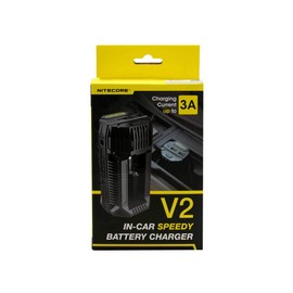 Nitecore V2 Pro Car Charger (AA) with LED Indicator + USB lader voor Mobiele telefoons Black