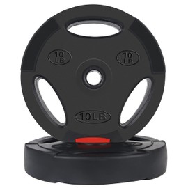 Signature Fitness Vinyl Standard 1-Inch Plate Weight Plate for Strength Training and Weightlifting, 10-Pound, Pair