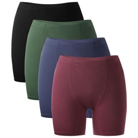 BAMBOO COOL Womens Boxer Briefs Underwear Boy Shorts Soft Stretch Panties for Women, 4 Packs