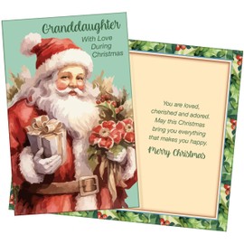 Chuck's Card-O-Rama - Granddaughter Christmas Card (With Love) - WHY PAY MORE? - MADE in CHICAGO - Large Card Opens to 10" x 7.75" - Packaged in Extra Sturdy Mailer - Perfect Christmas Card - 1017 - Christmas Card for Granddaughter, Granddaughter Christm