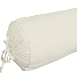 SAHARBEDDINGS 2 Pieces Cervical Neck Roll Pillow Cover with Cotton Bolster Pillowcases for Cylindrical Cushion and Drawstring Closure Round Neck Pillowcase (Ivory, Roll Pillow 16x6 Pack of 2)