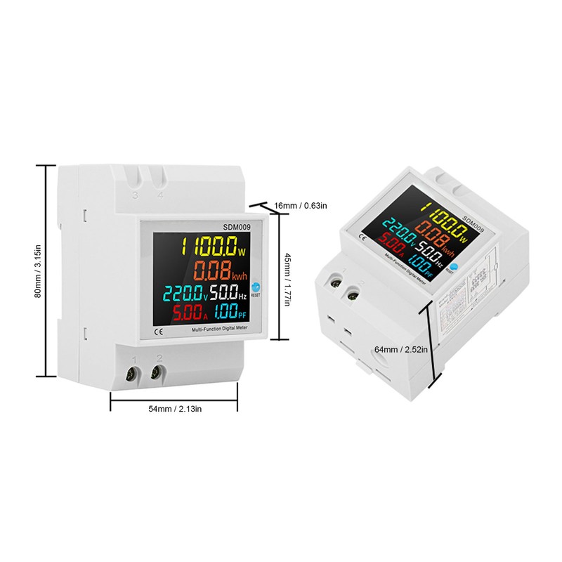 Single Phase Energy Meter Rail Frequency Power Factor Meters Multifunctional
