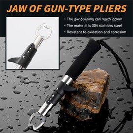 Beectfwerf Fishing Pliers, Split Ring Pliers, Large Saltwater Fishing Tool Kit with Rubber Handle, Lanyard Line, Cutter and Hook Remover Sheath