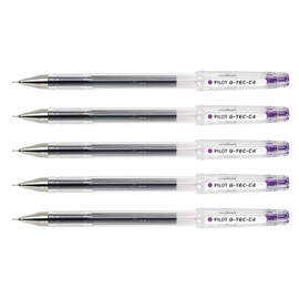 Pilot G-TEC-C4 Gel Ink Rollerball Pen Ultra Thin Tip 0.4mm 0.2mm Purple (Pack of 5)