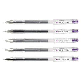 Pilot G-TEC-C4 Gel Ink Rollerball Pen Ultra Thin Tip 0.4mm 0.2mm Purple (Pack of 5)