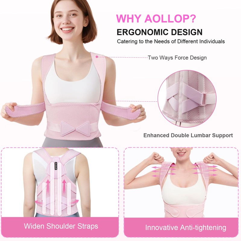 Aollop Posture Corrector for Women and Men - Elastic Adjustable
