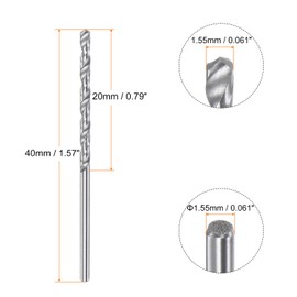 HARFINGTON 4pcs Solid Carbide Drill Bits 1.55mm C3/K10 Tungsten Carbide Precision Mini Micro Straight Shank Twist Drill Bit for Stainless Steel Metal Plastic Wood