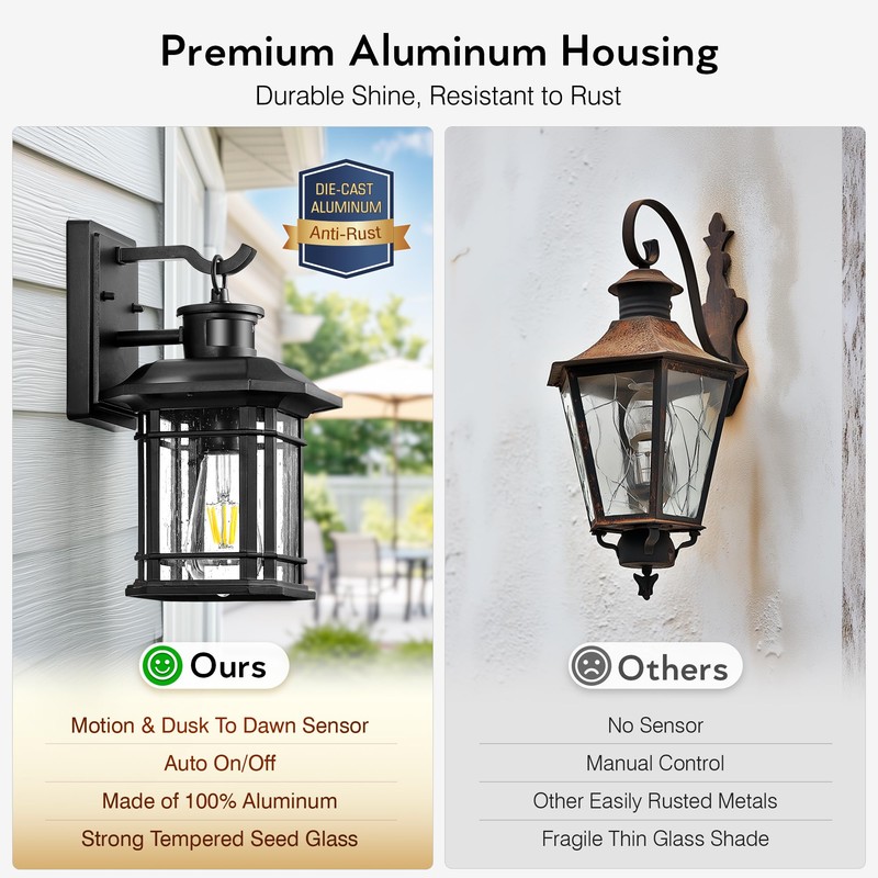 VIANIS 2 Packs Motion Sensor Outdoor Lights, Dusk to Dawn