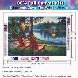 5D Diamond Painting Kits, YALKIN DIY Diamond Painting Kits for Adults Diamond Art Set Pictures Full Round Drills for Home Wall and Entrance Decorations 11.8 x 15.7inch