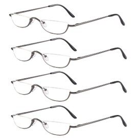 COVESATO Half Frame Reading Glasses, Half Metal Moon Readers for Women Men 1.25